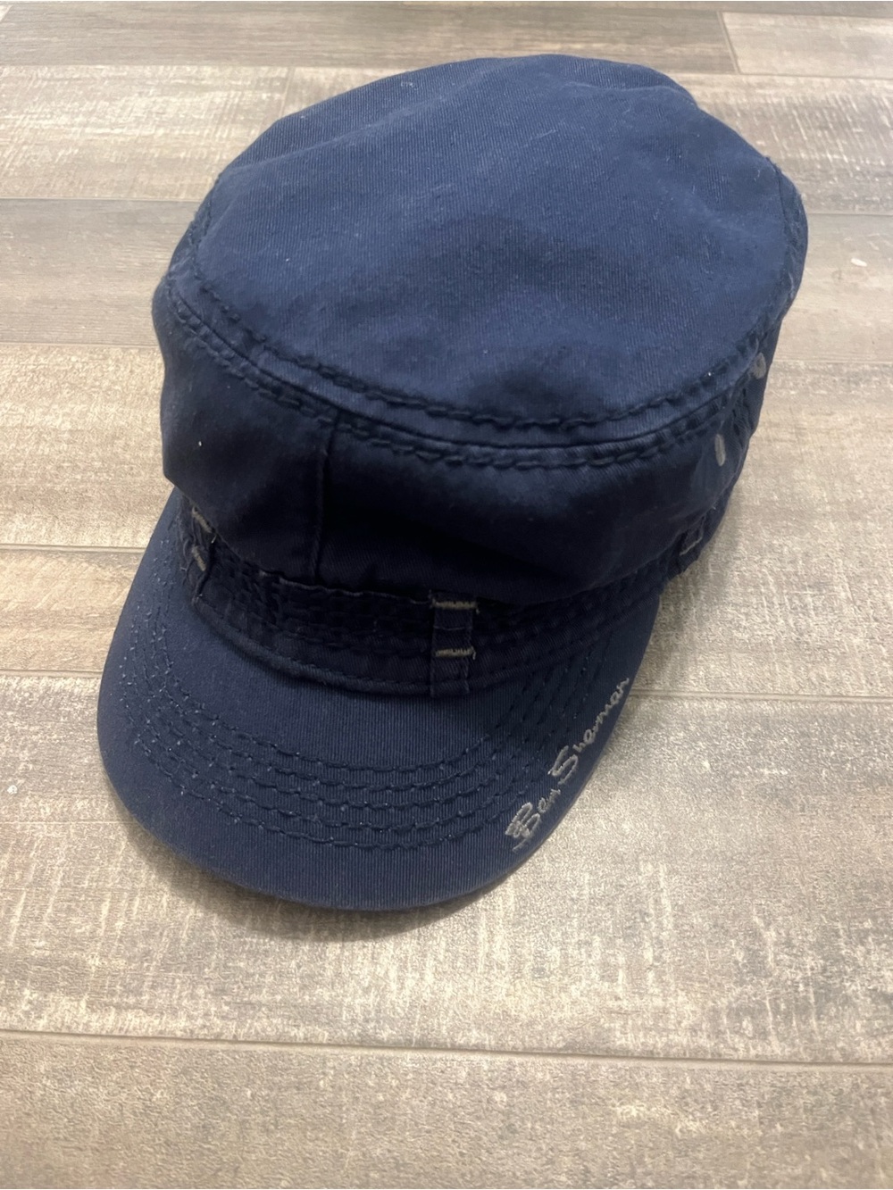 Ben Sherman Navy Cap with Inside Orange Script Label Engineer Cap
